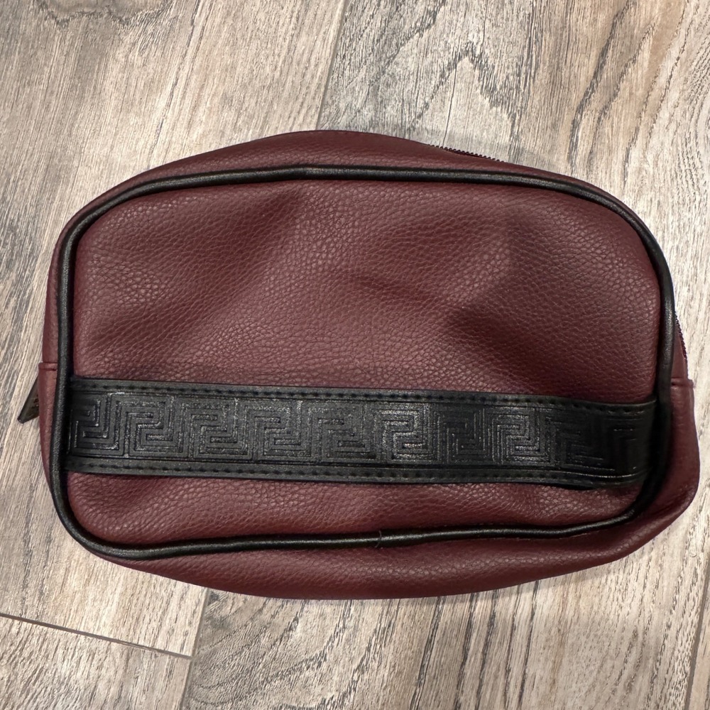 Versace Parfums Burgundy Toiletry Bag ONLY Turkish Airlines Travel Pouch Greek - Picture 2 of 7